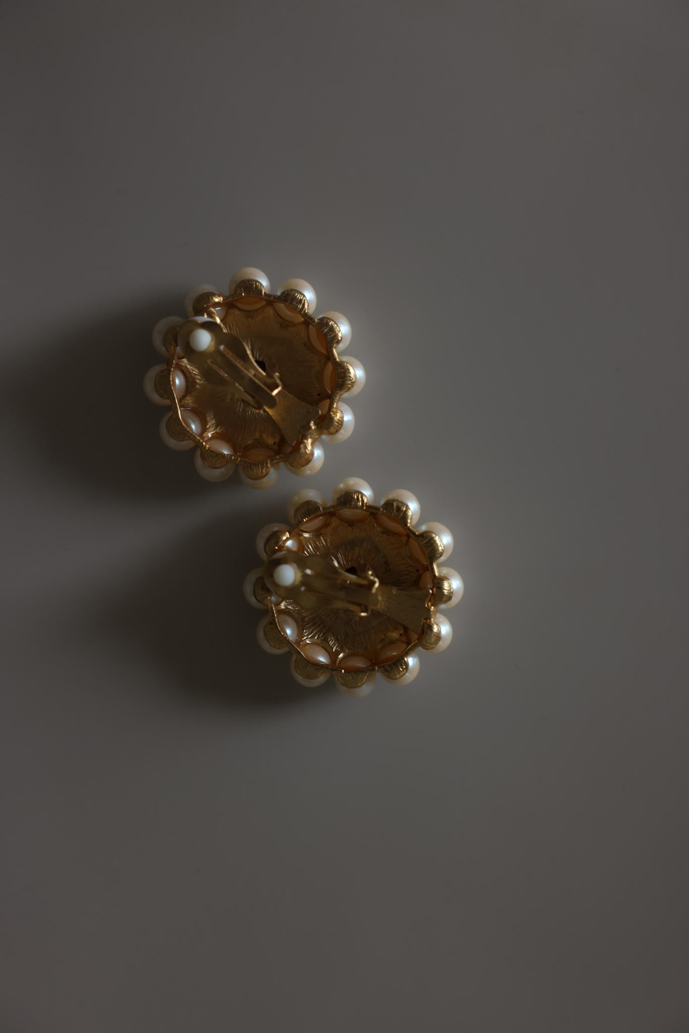 Pearl & Black Enamel Statement Clip-On Earrings