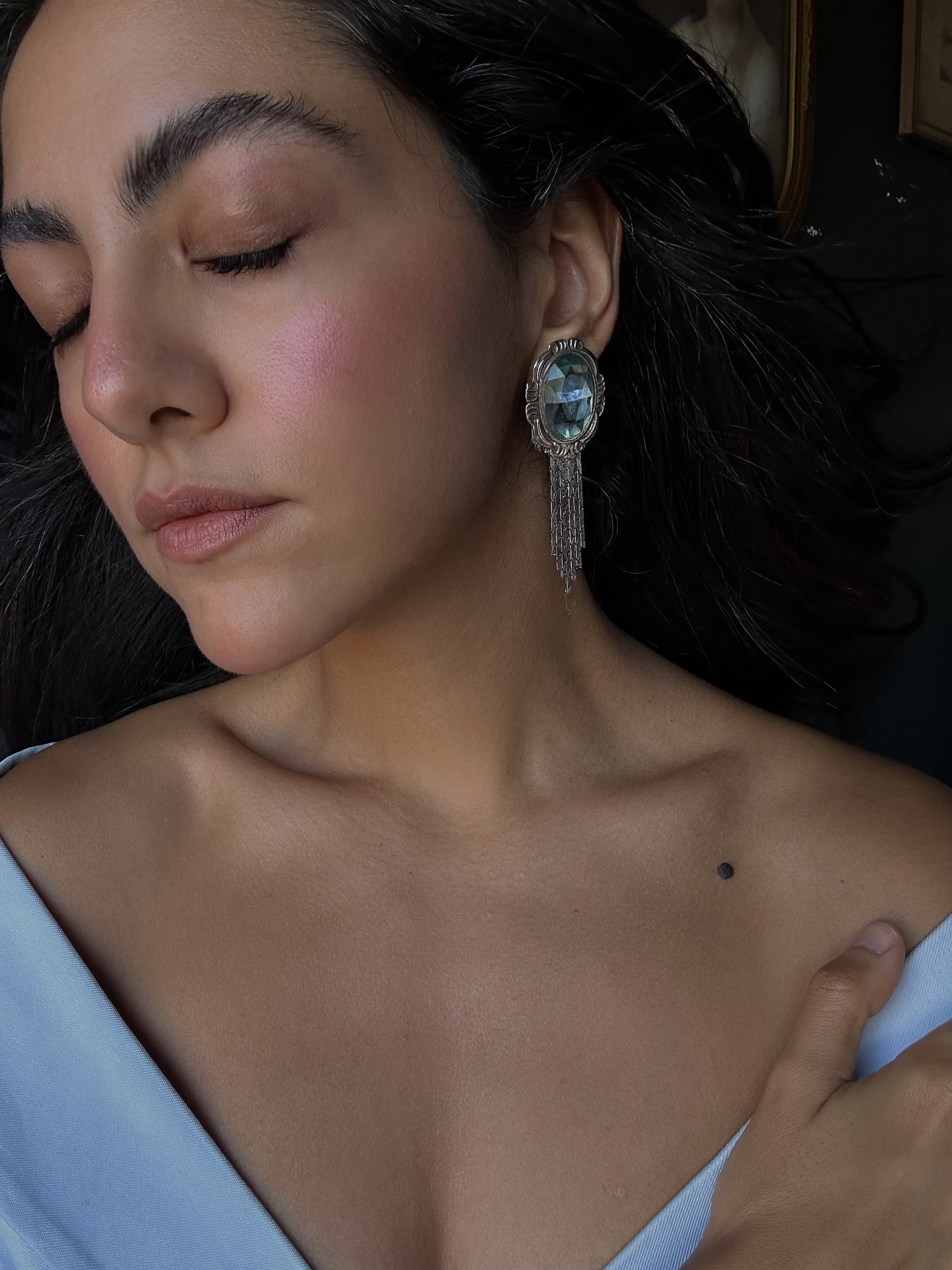 Blue Cascade Earrings|Vintage Baazaar 