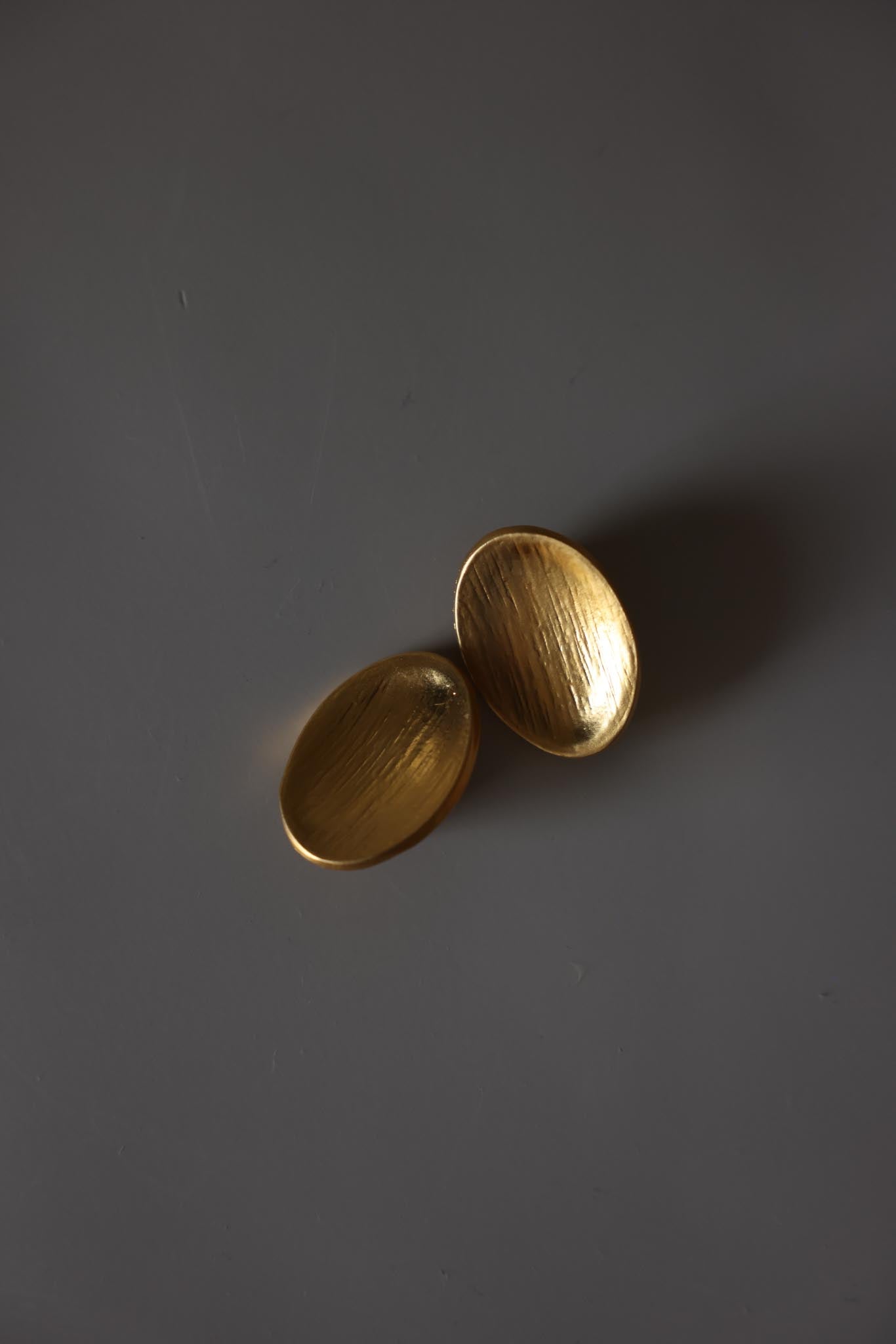 Brushed Gold Oval Clip-On Earrings