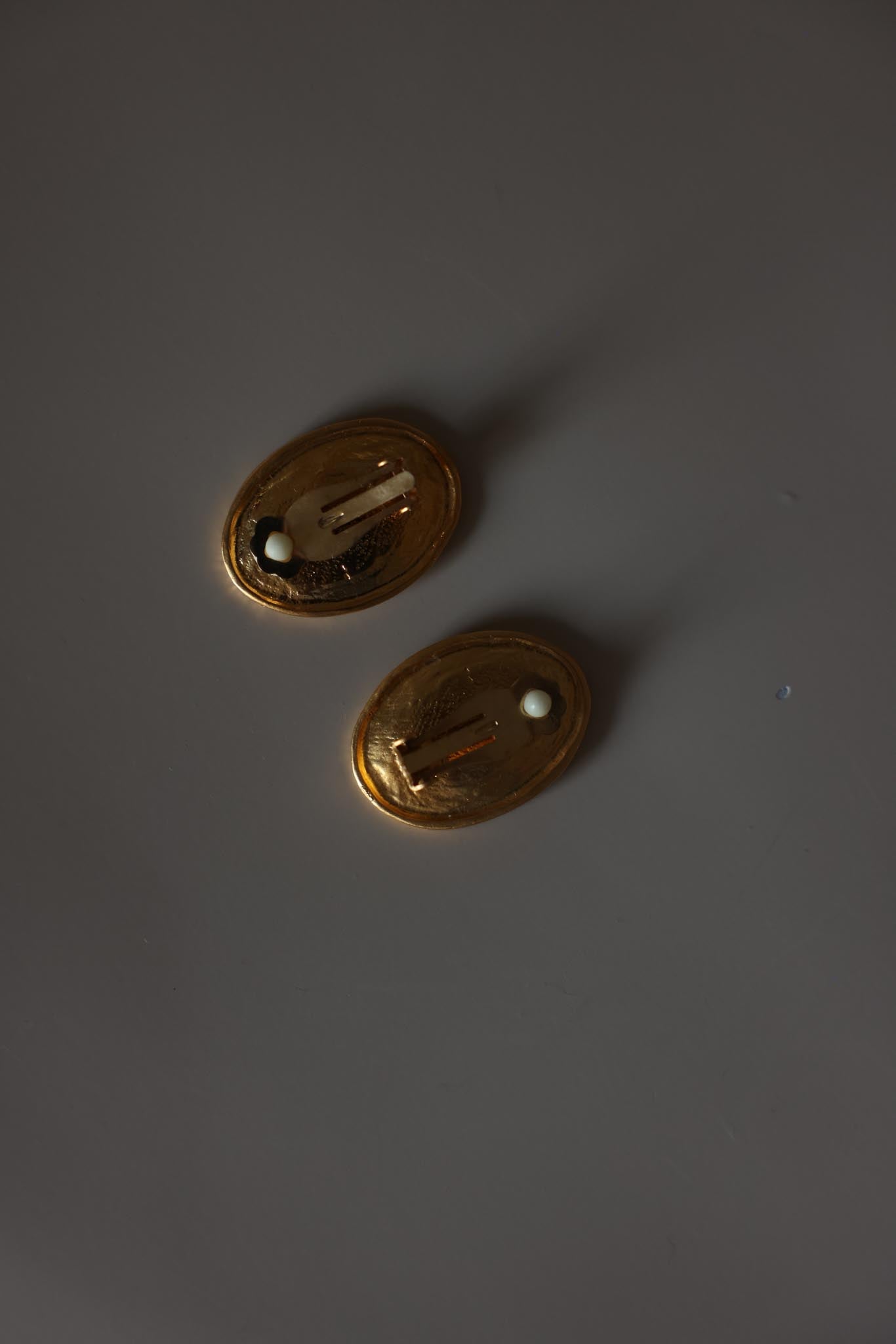 Oval Faux Pearl Rhinestone Clip-On Earrings