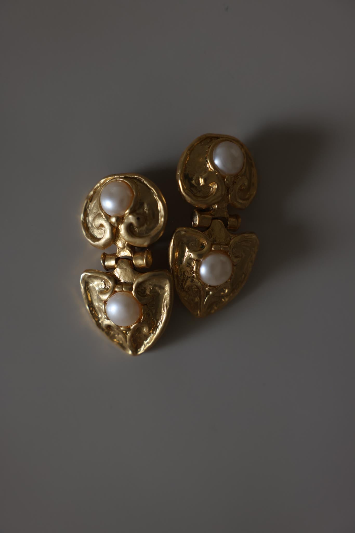 Gold Plated Faux Pearl Dangle Clip-On Earrings