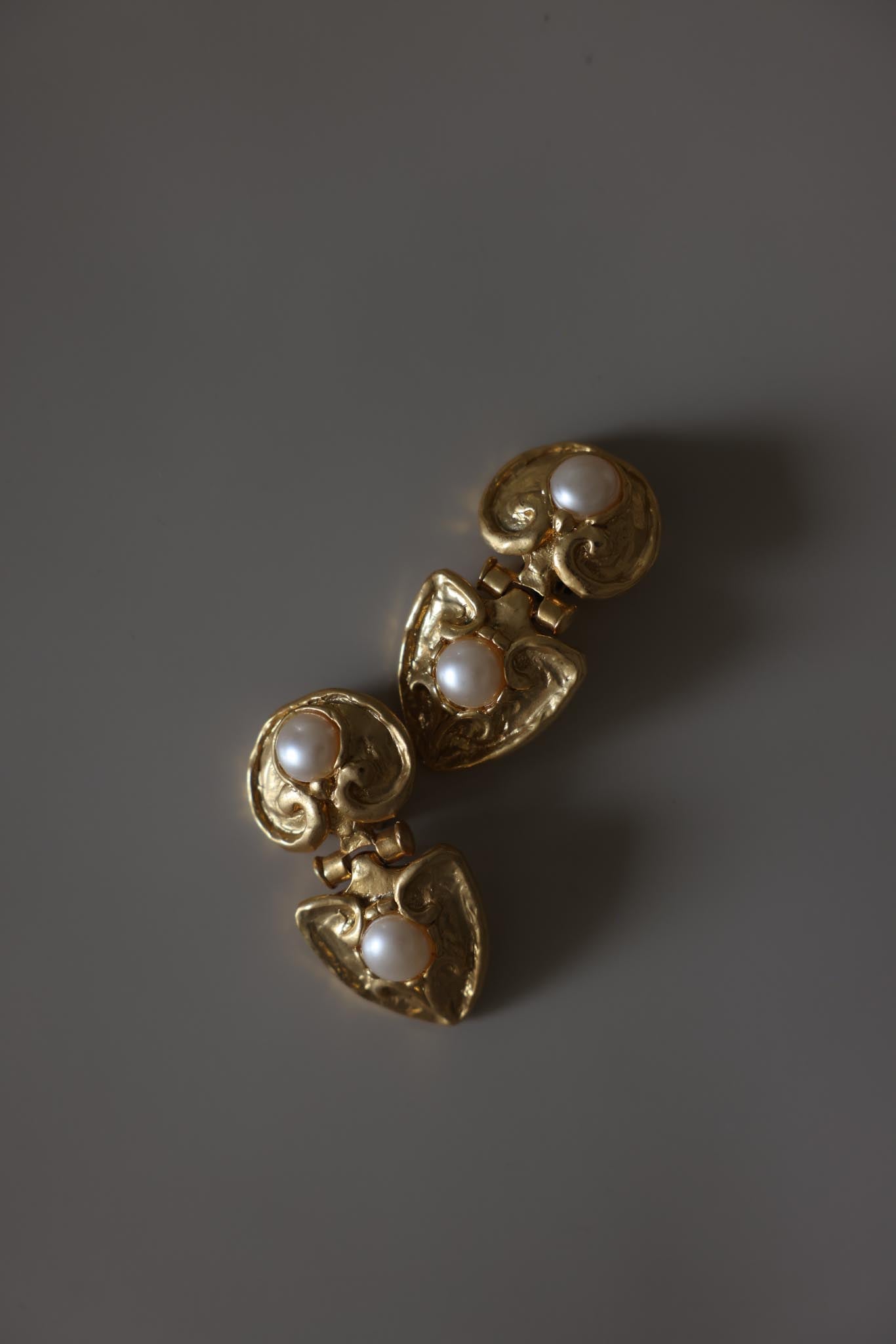 Gold Plated Faux Pearl Dangle Clip-On Earrings