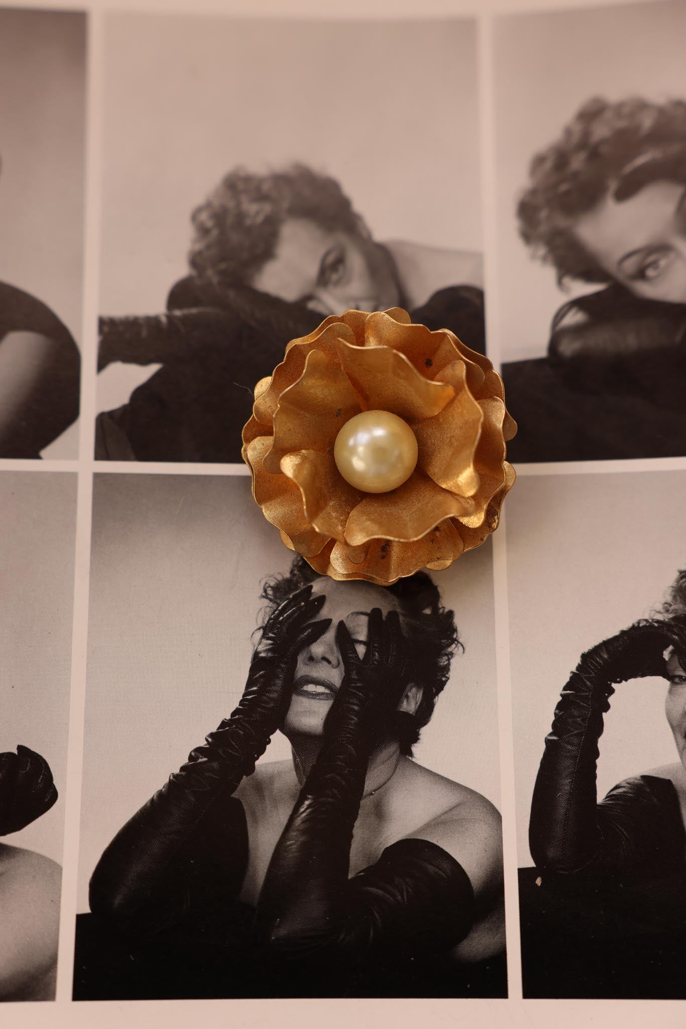 Golden Petal Pearl Brooch|Vintage Baazaar 