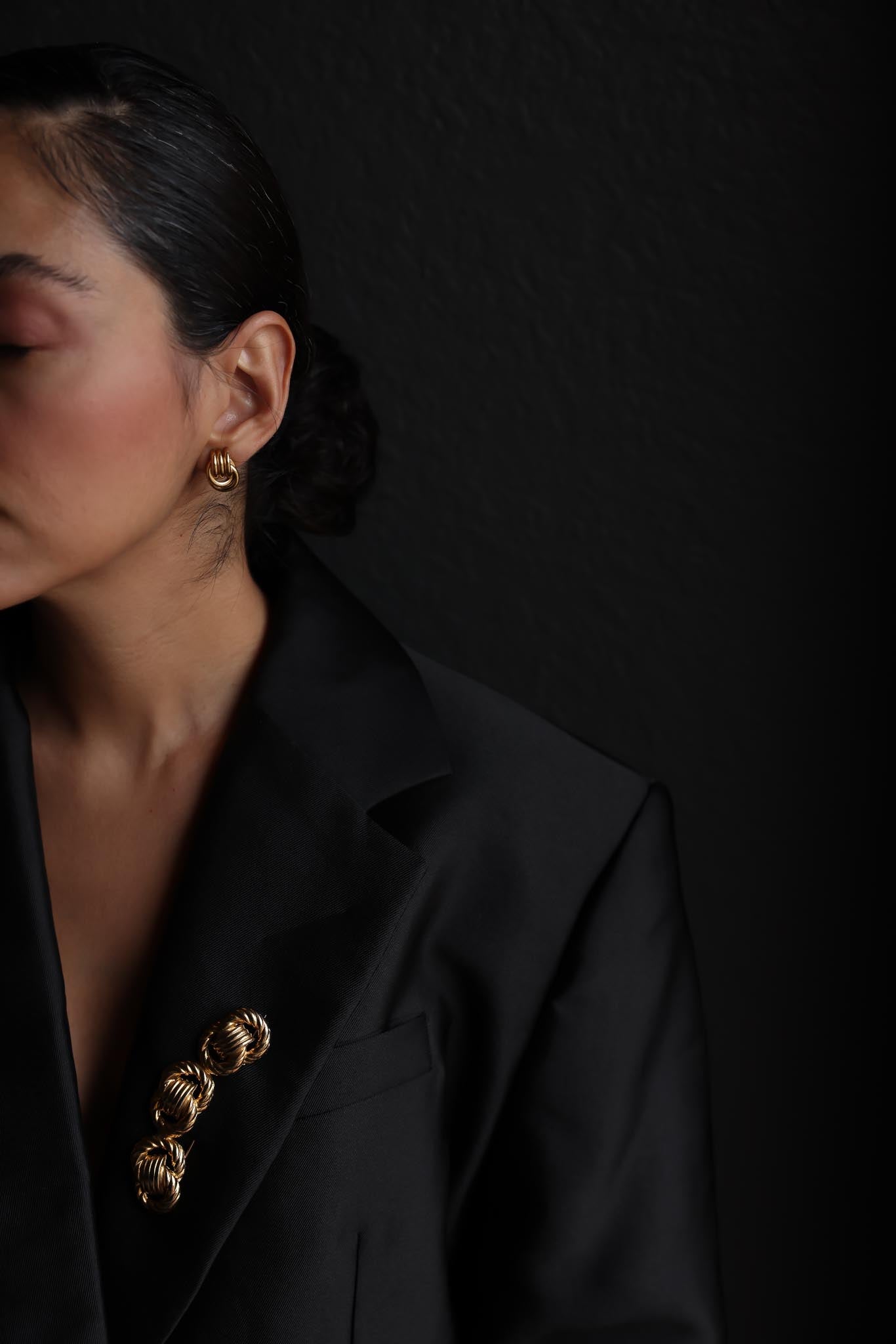 Gold-Tone Knot Brooch and Earrings Set