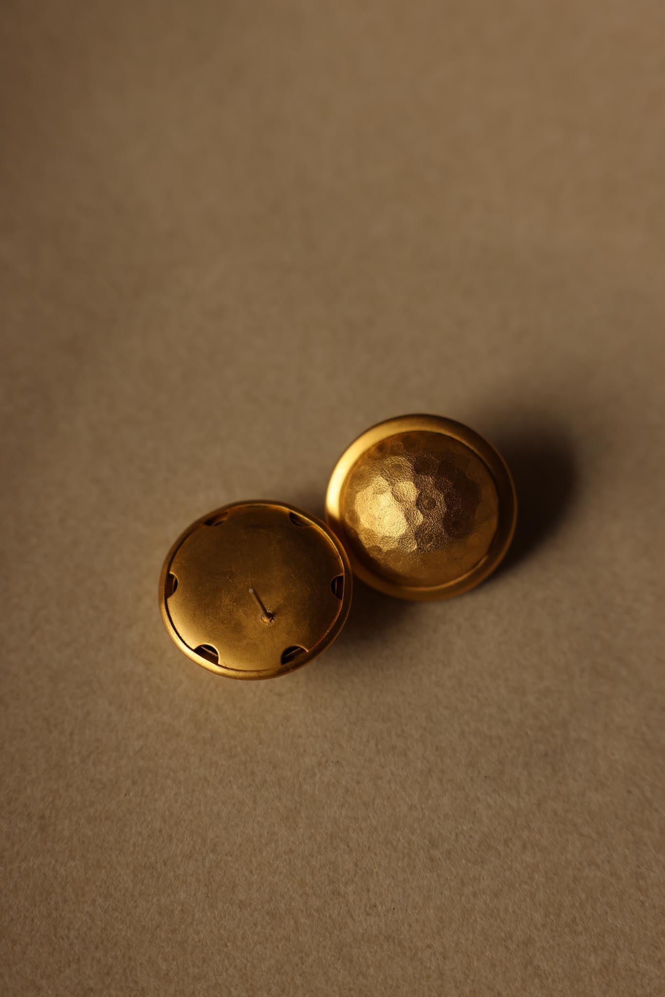 Matte Gold Hammered Dome Earrings|Vintage Baazaar 