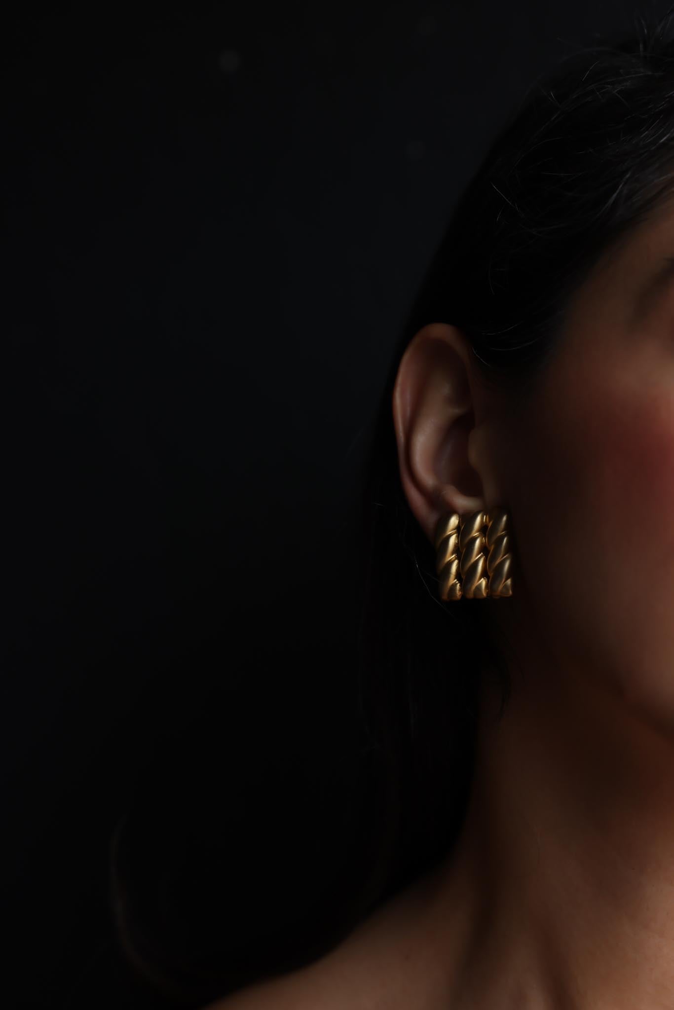 Matte Gold Braided Clip-On Earrings|Vintage Baazaar 