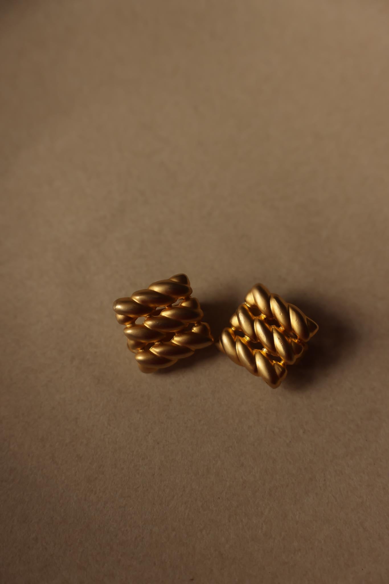 Matte Gold Braided Clip-On Earrings|Vintage Baazaar 