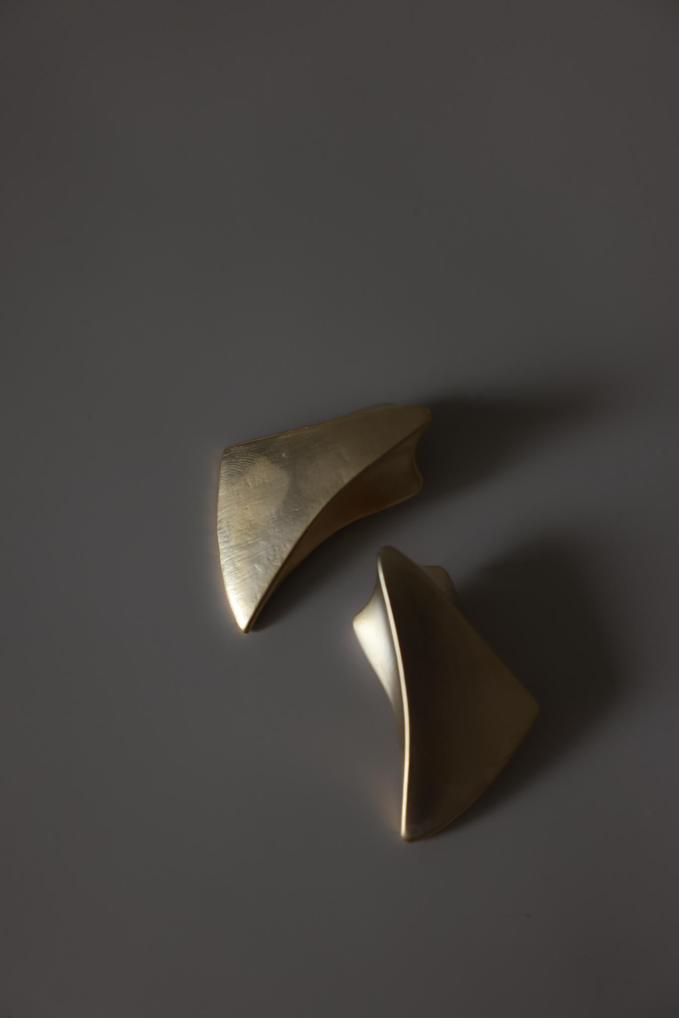 Matte Gold Sculptural Fan Clip-On Earrings