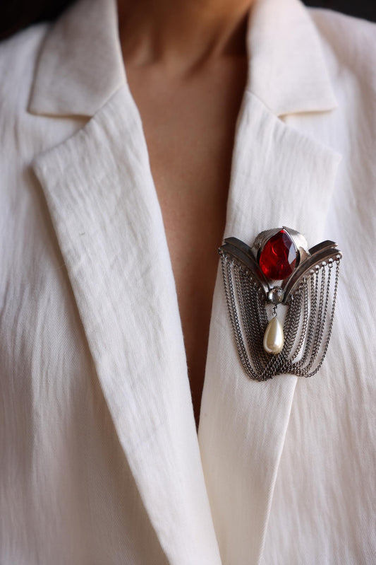Ruby Cascade Vintage Brooch|Vintage Baazaar 