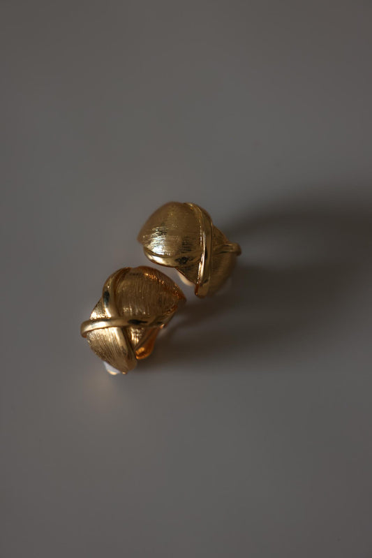 Brushed Gold Knot Clip-On Earrings