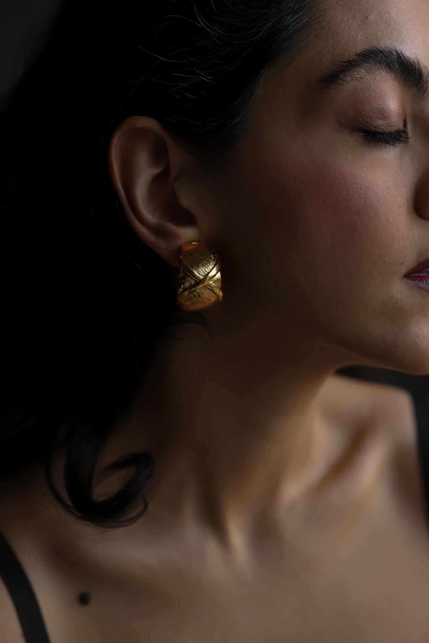 Brushed Gold Knot Clip-On Earrings