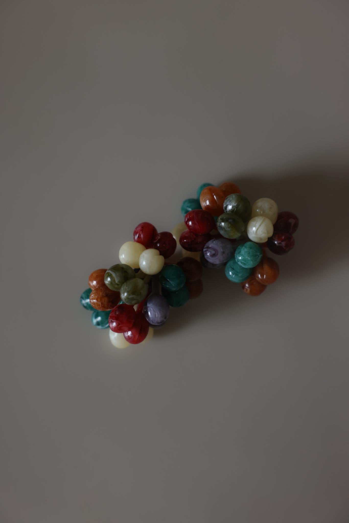 Multicolor Beaded Cluster Clip-On Earrings