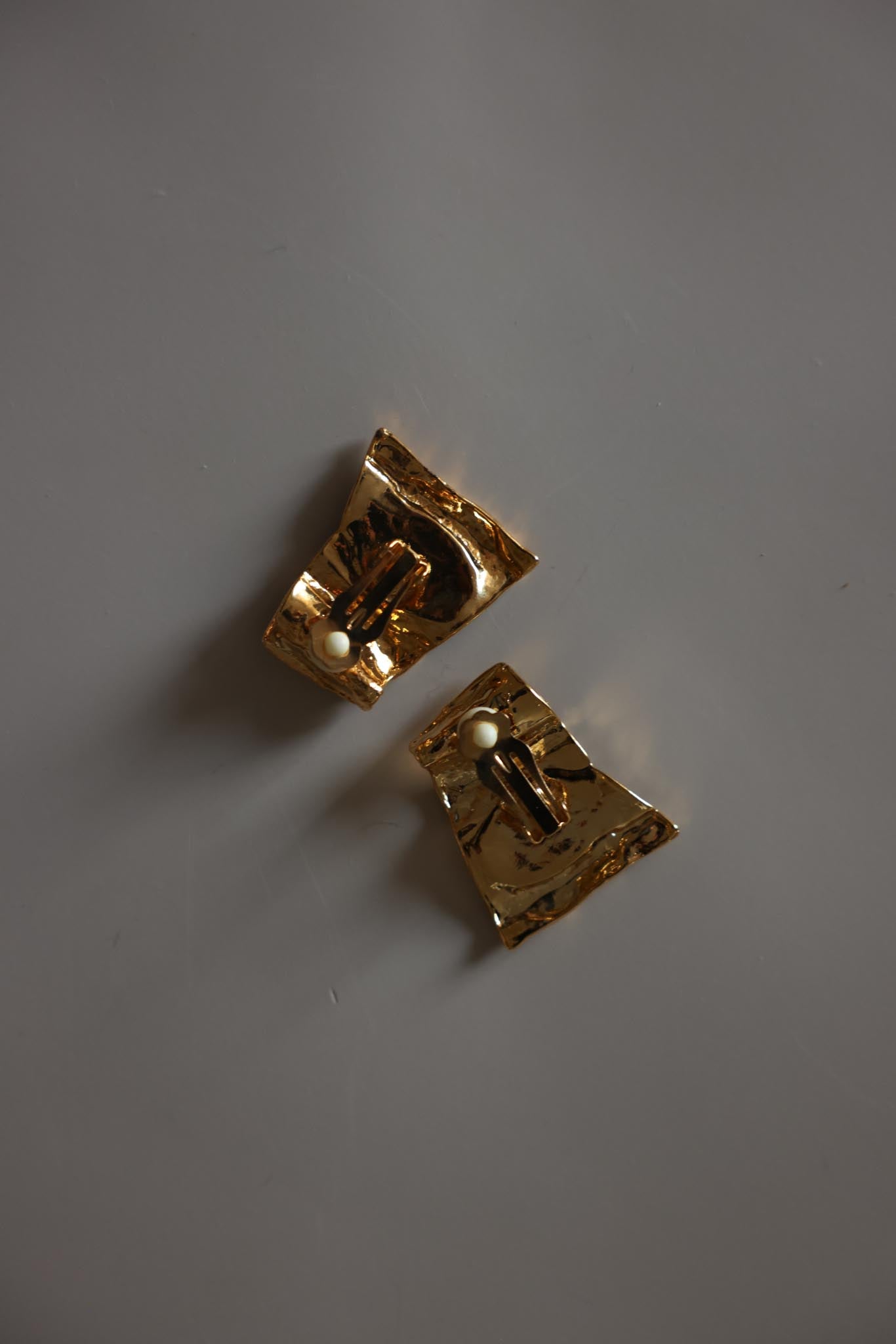 Gold Tone Sculptural Clip-On Earrings