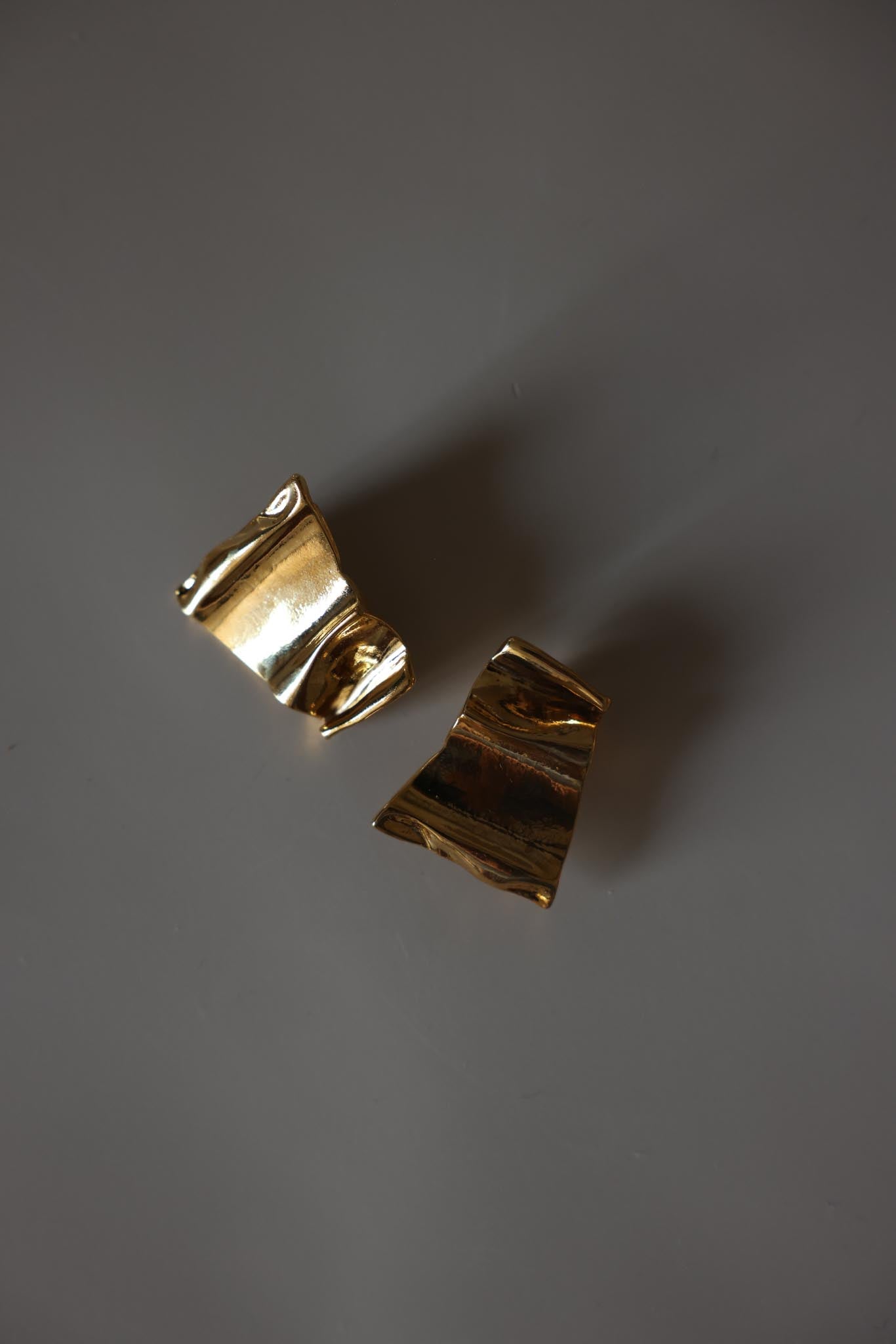 Gold Tone Sculptural Clip-On Earrings