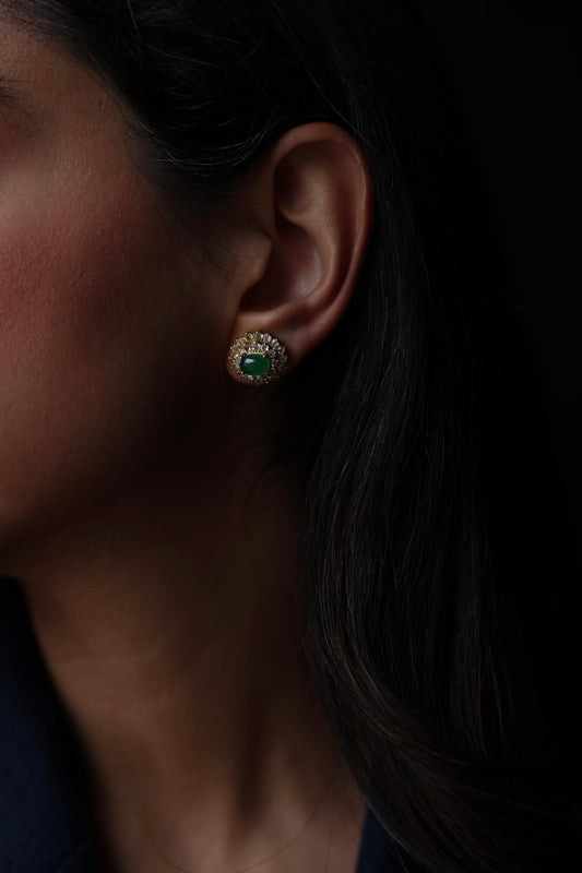 Emerald Glow Earrings|Vintage Baazaar 