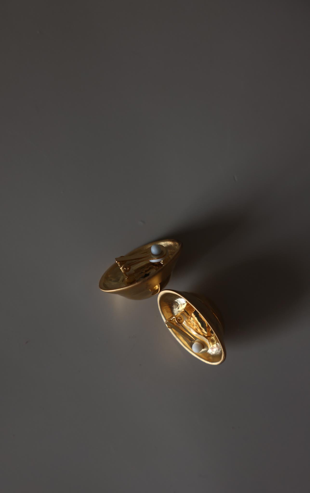 Two Tone Oval Dome Clip-On Earrings