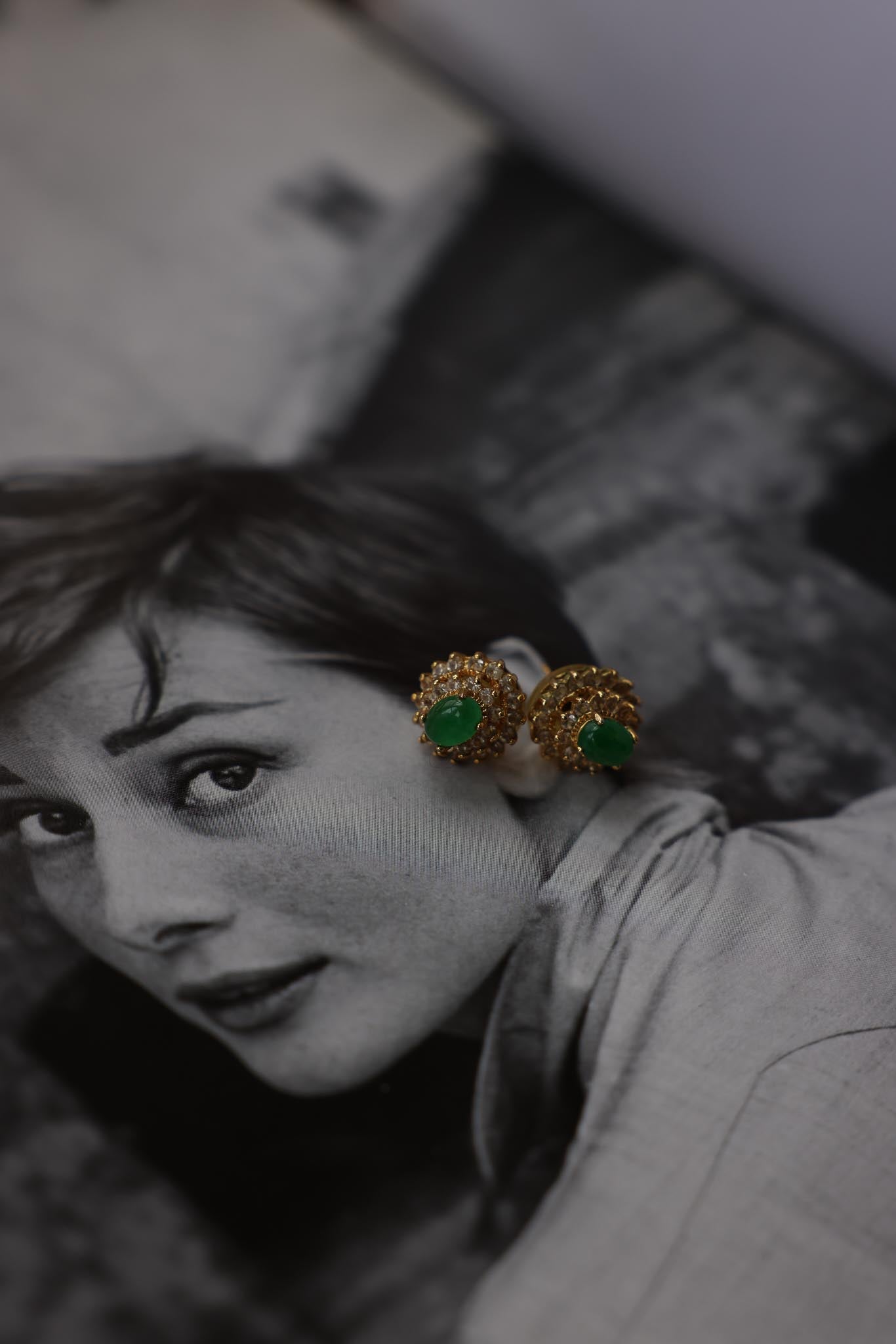 Emerald Glow Earrings|Vintage Baazaar 