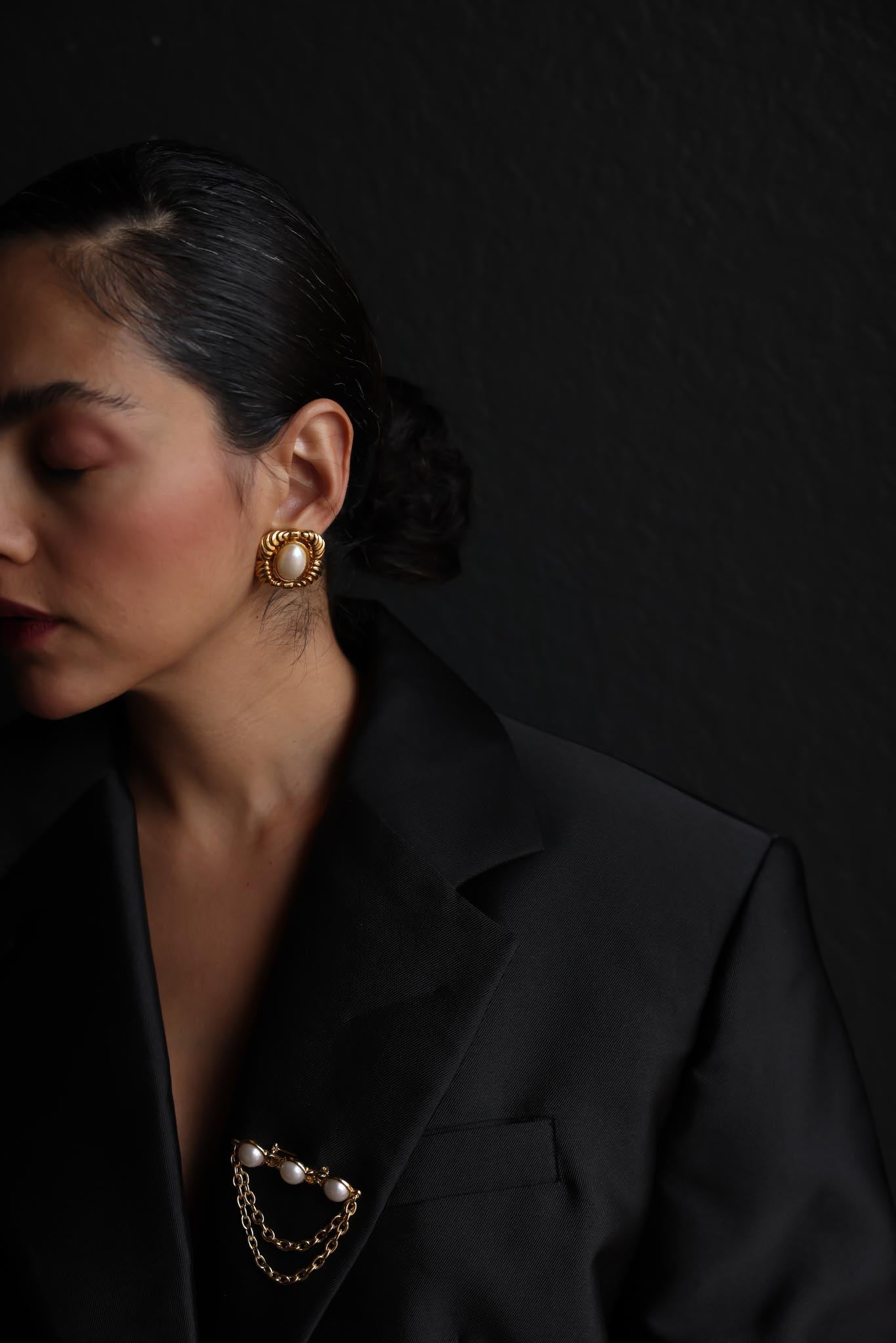Gold-Tone Faux Pearl Clip-On Earrings
