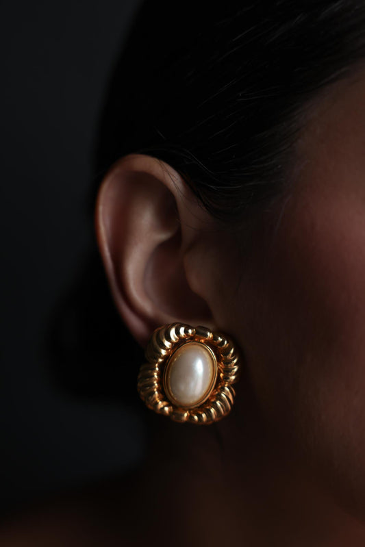 Gold-Tone Faux Pearl Clip-On Earrings