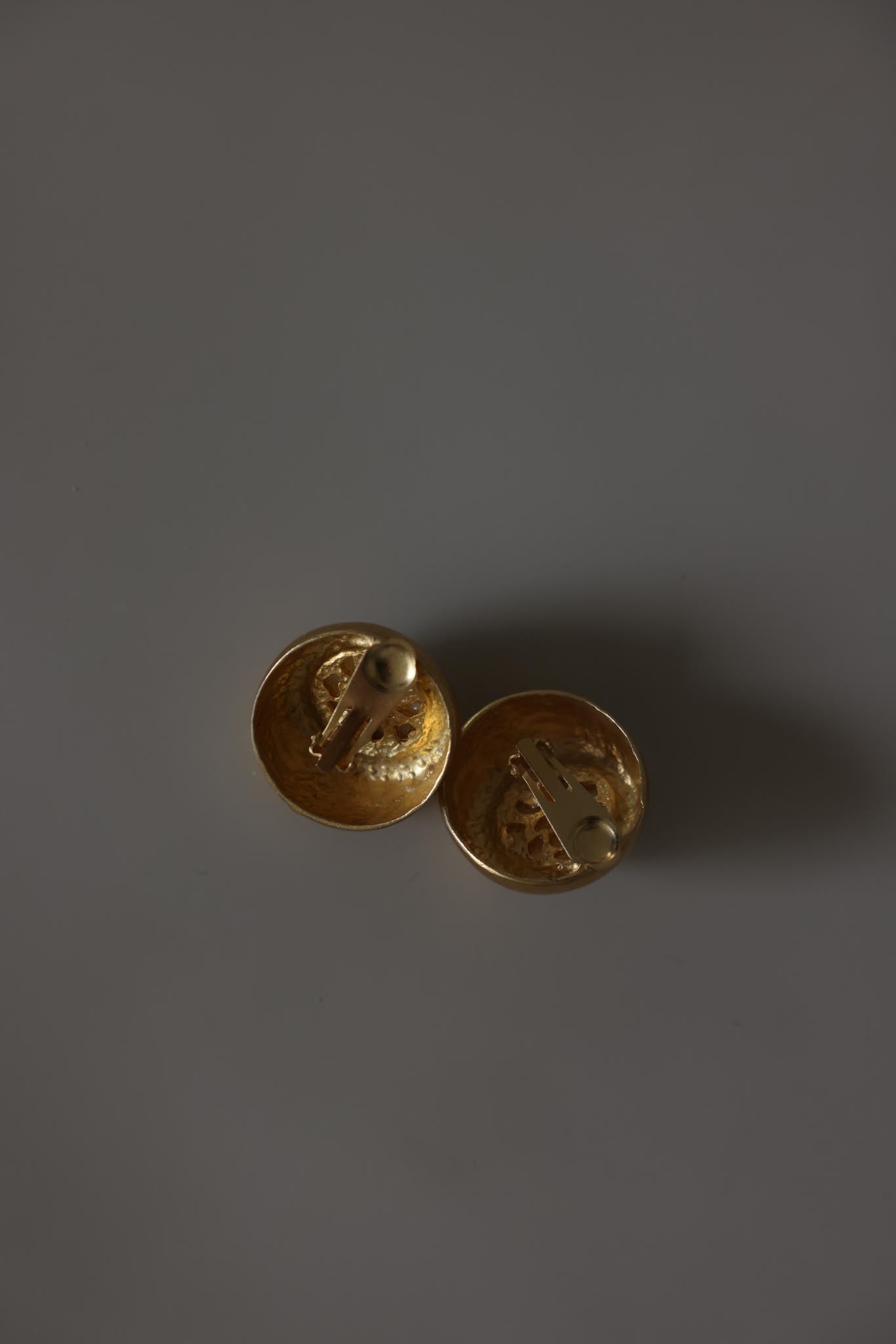 Vintage Chunky Matte Gold Faux Pearl Clip-On Earrings