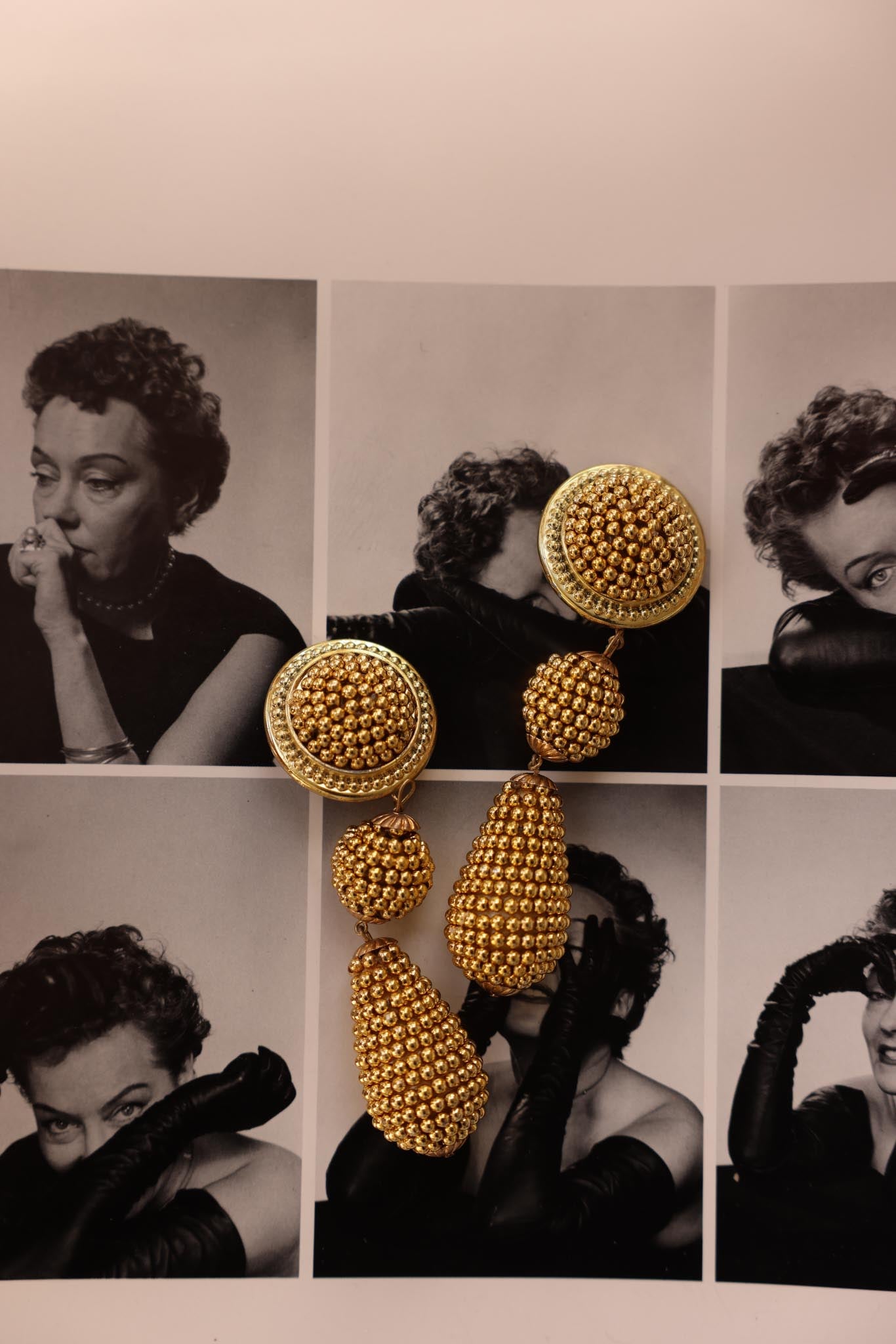 Golden Teardrop Cluster Earrings|Vintage Baazaar 