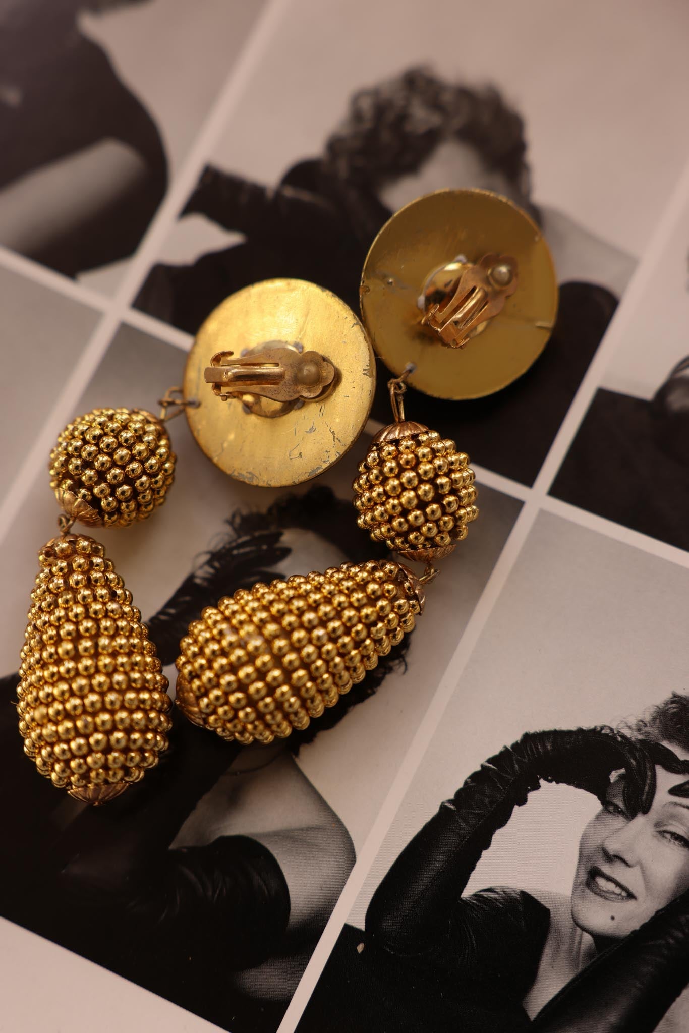 Golden Teardrop Cluster Earrings|Vintage Baazaar 