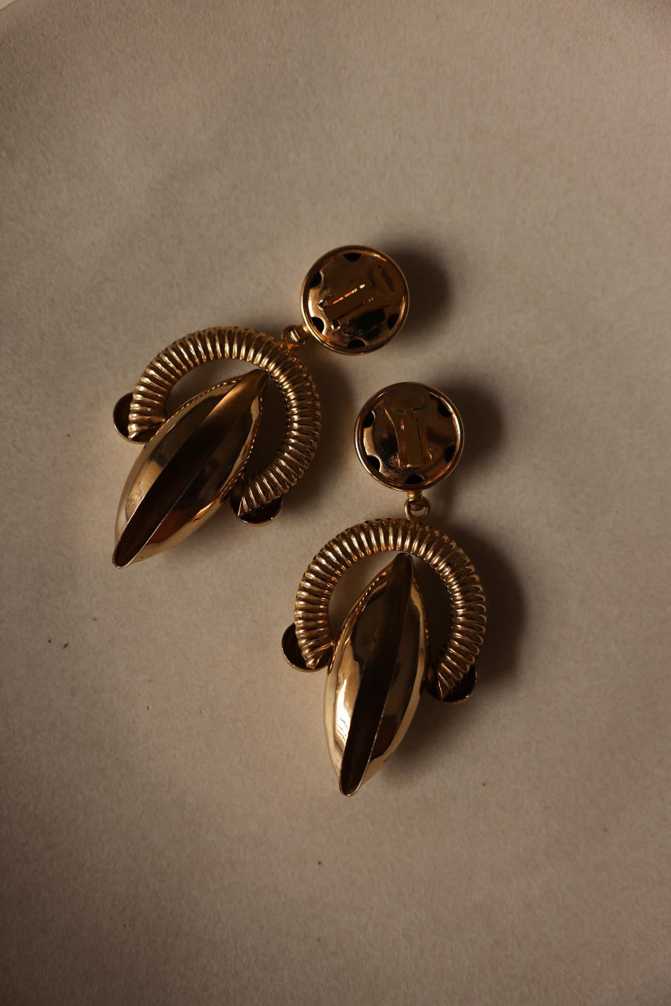 Bold Gold-Tone Sculptural Clip-On Earrings