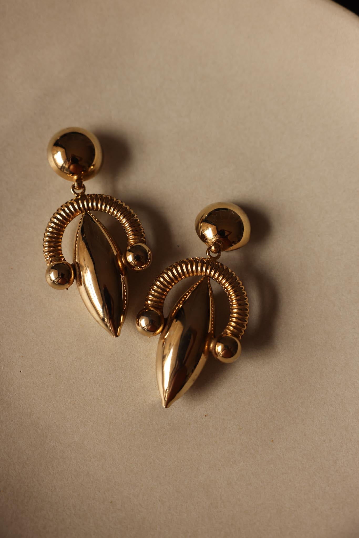 Bold Gold-Tone Sculptural Clip-On Earrings