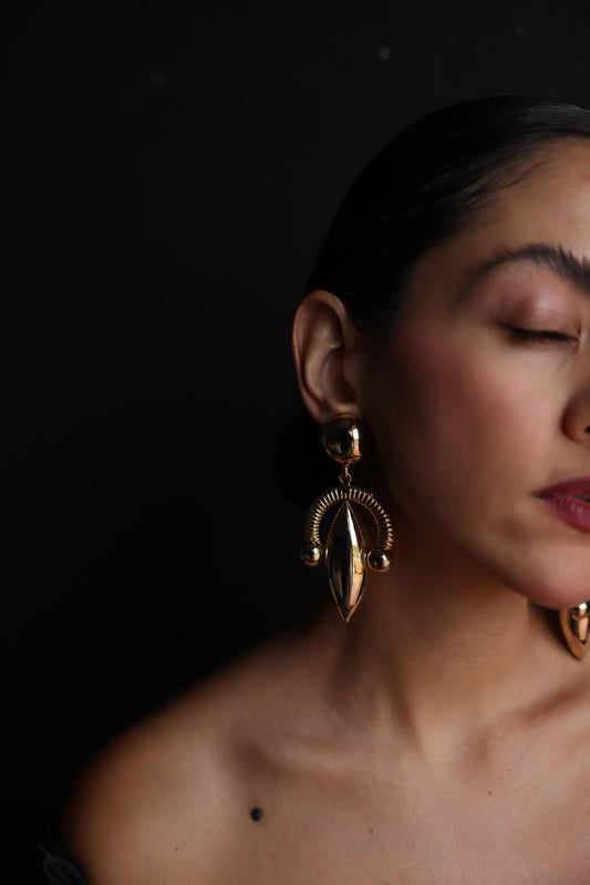 Bold Gold-Tone Sculptural Clip-On Earrings