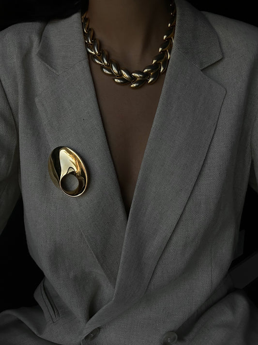 Monet Golden Eclipse Brooch|Vintage Baazaar 
