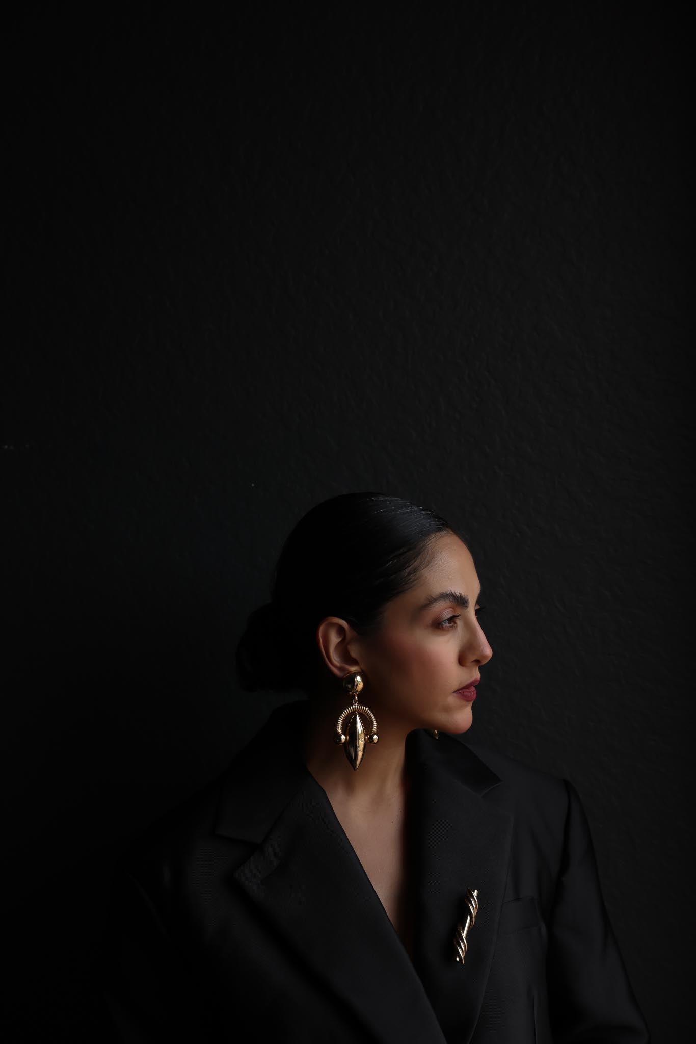 Bold Gold-Tone Sculptural Clip-On Earrings