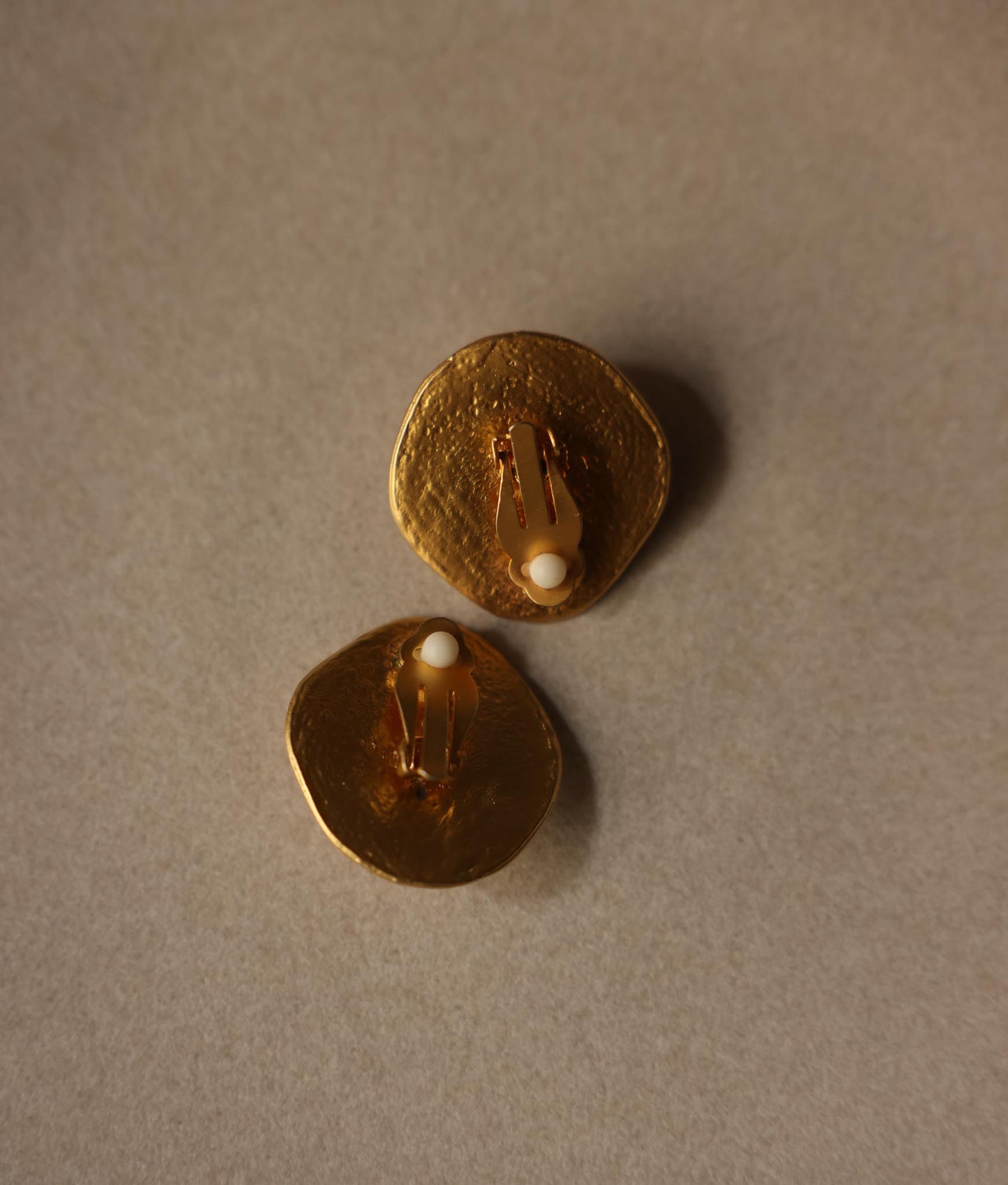 Golden Ripple Clip-On Earrings with Faux Pearls|Vintage Baazaar 