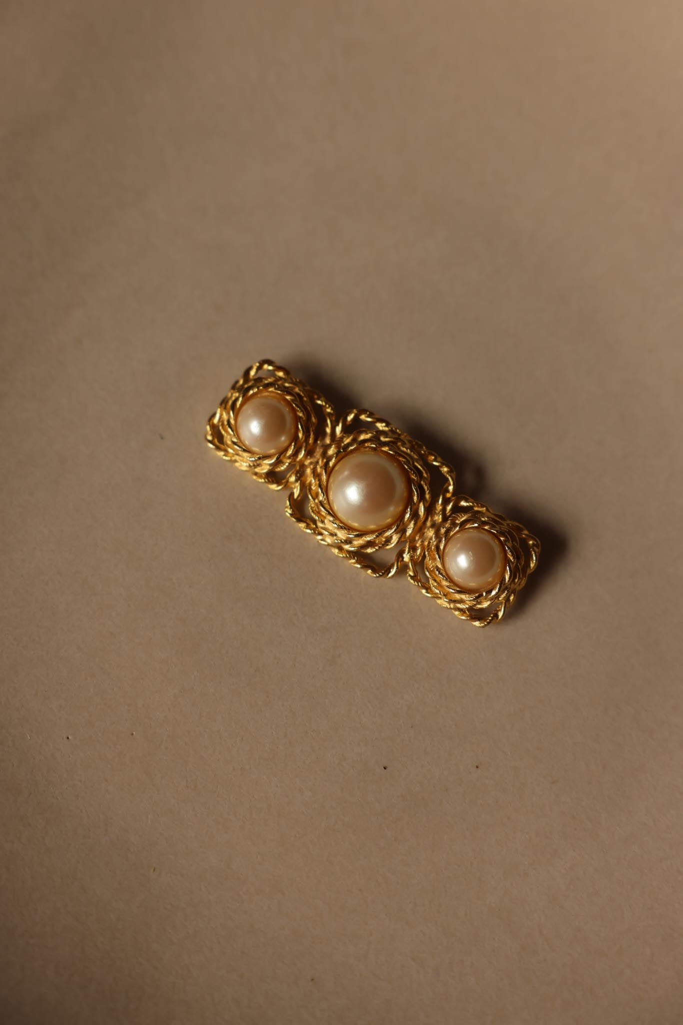 Triple Pearl Twist Brooch