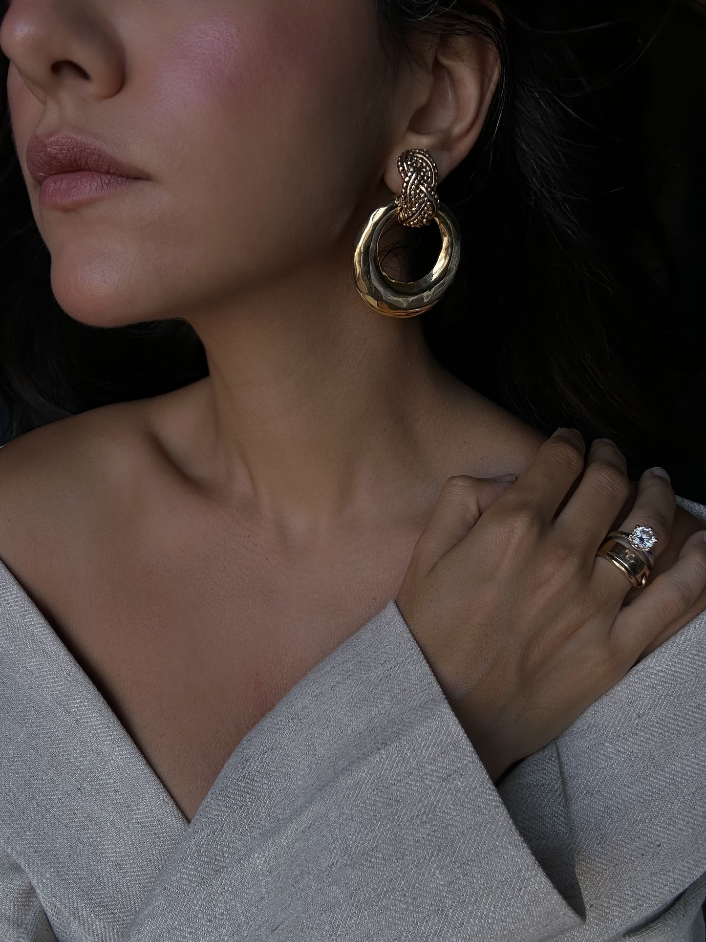 Golden Knot Hoops by Erwin Pearl|Vintage Baazaar 