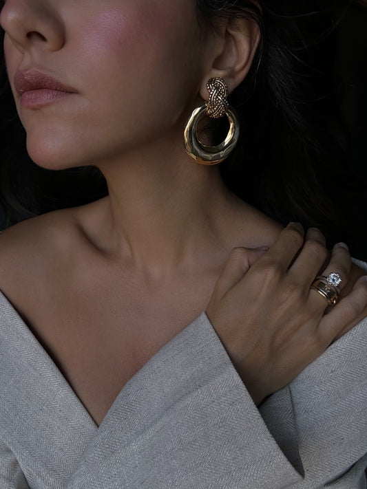 Golden Knot Hoops by Erwin Pearl|Vintage Baazaar 