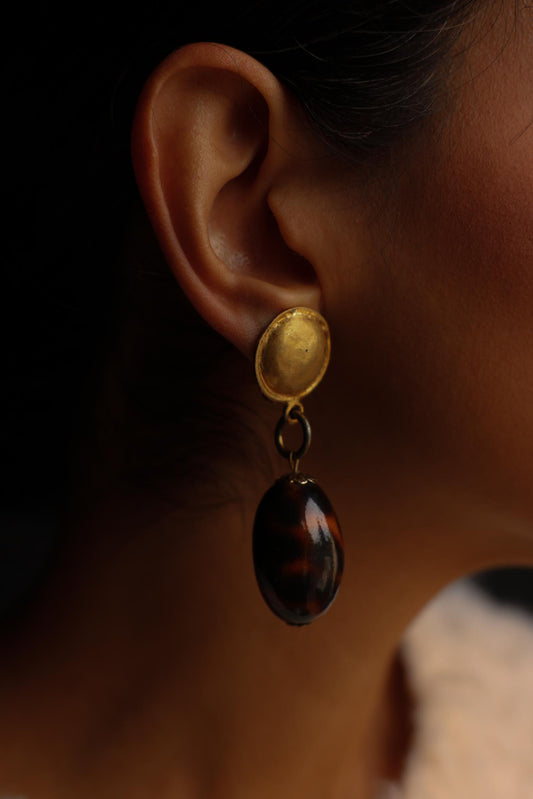 Matte Gold Leopard Drop Earrings|Vintage Baazaar 