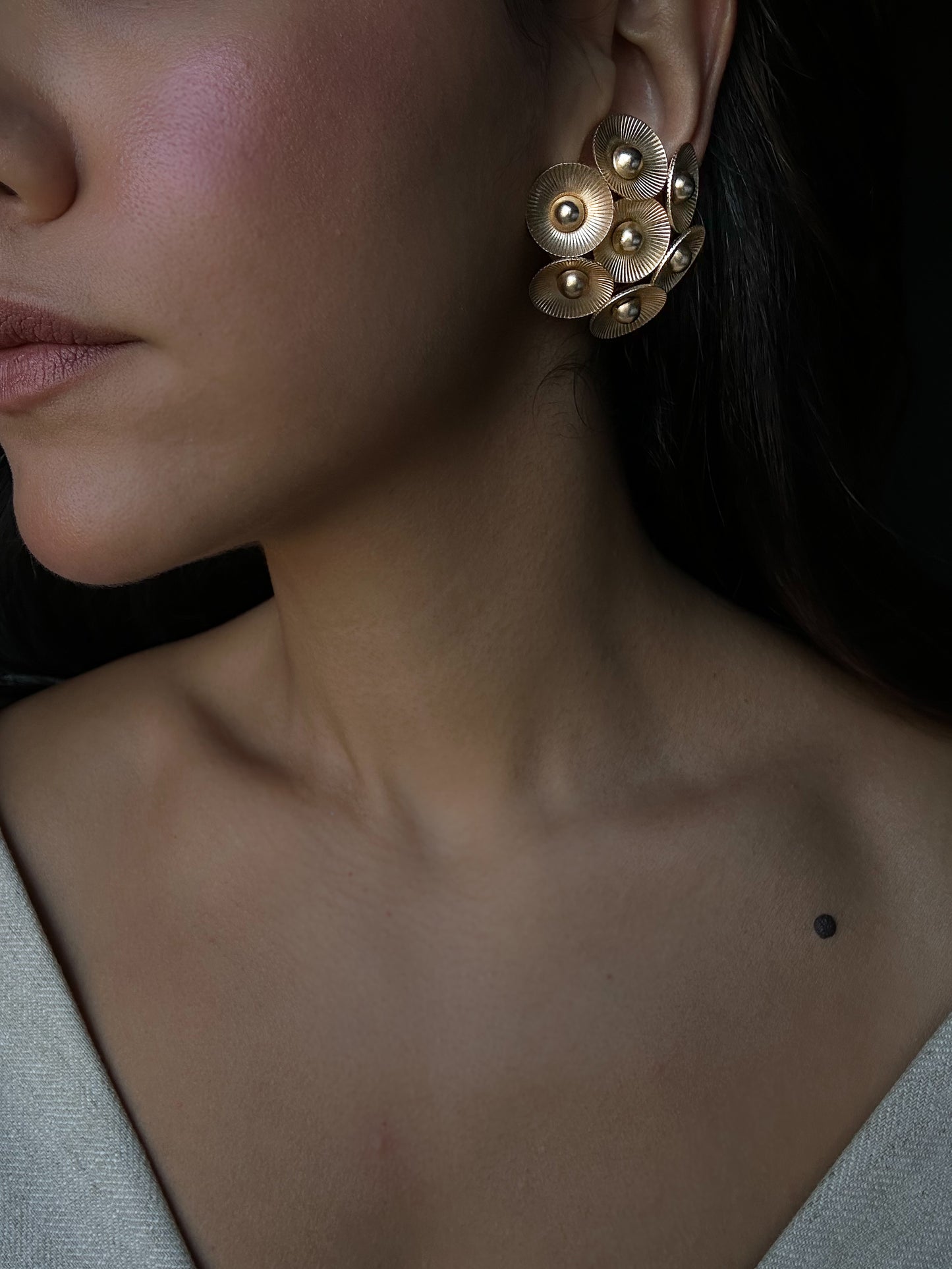 Golden Floral Cluster Earrings|Vintage Baazaar 