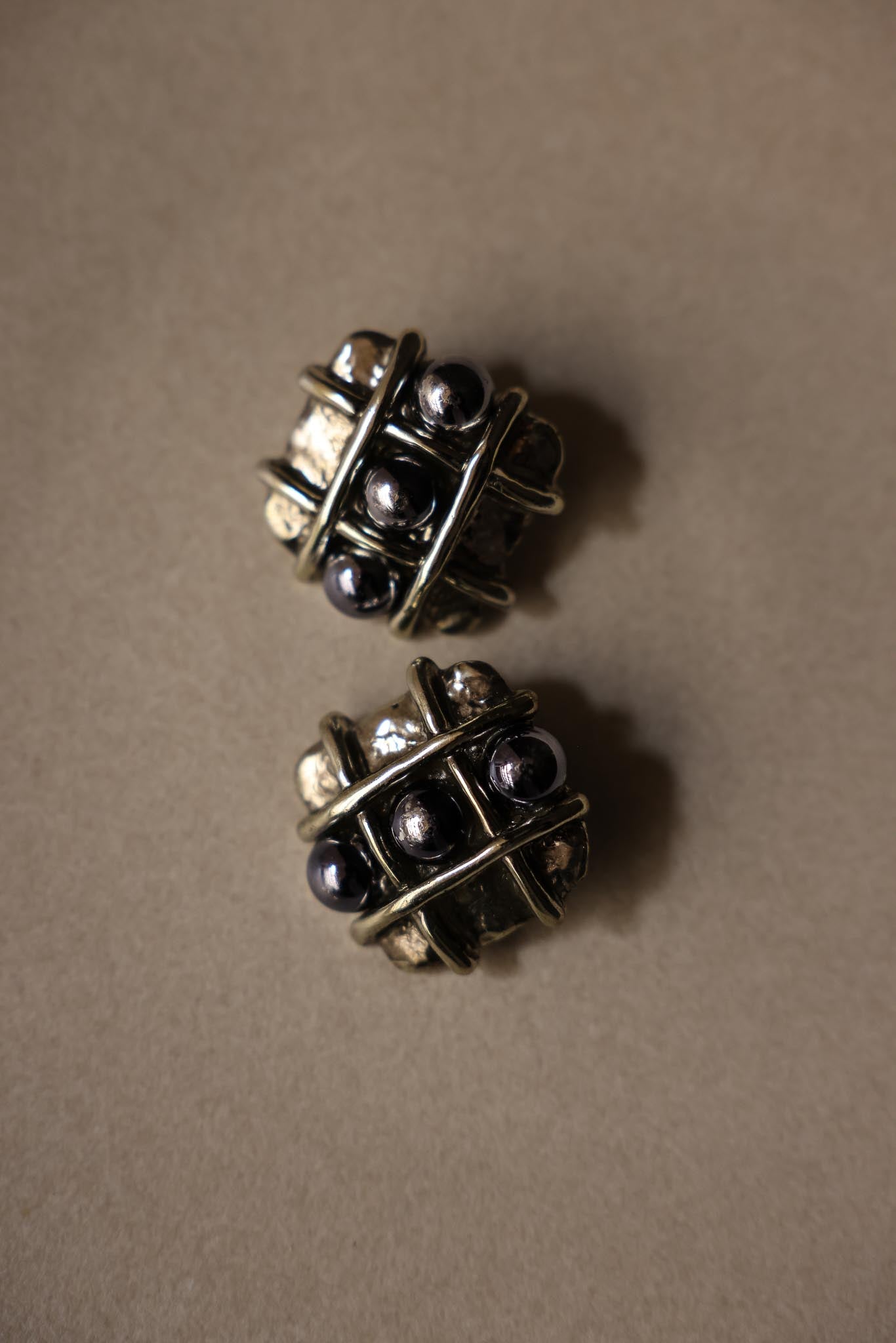 Silver-Tone Geometric Clip-On Earrings|Vintage Baazaar 