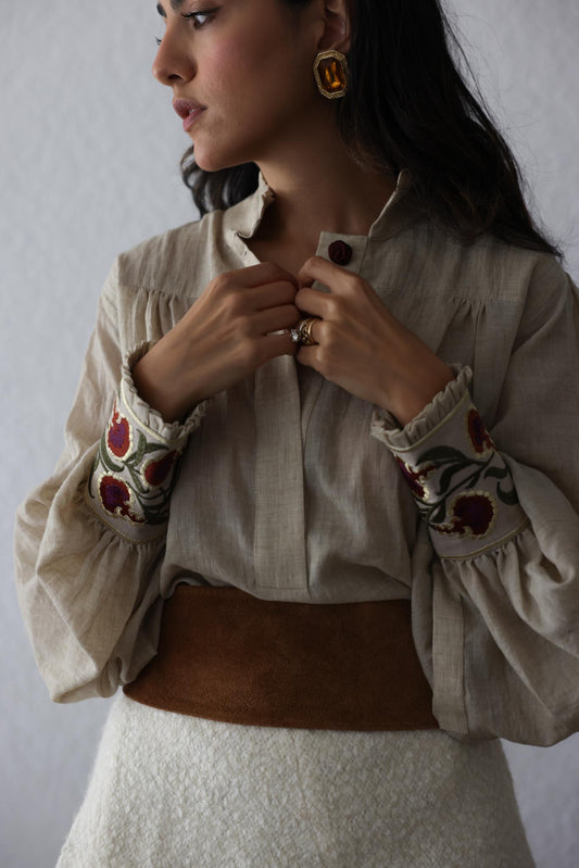 Chestnut Suede Belt (Free Size)|Vintage Baazaar 