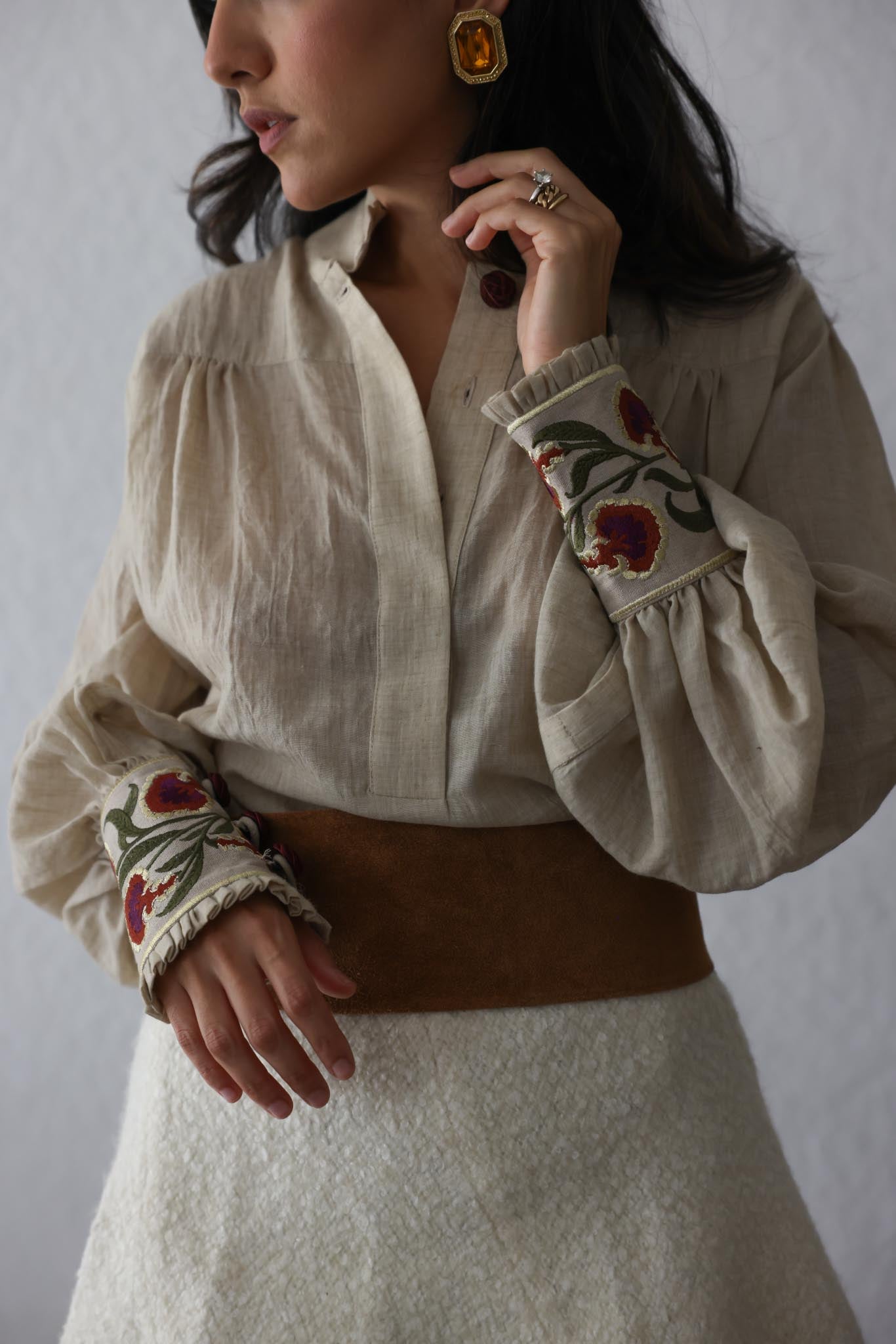Chestnut Suede Belt (Free Size)|Vintage Baazaar 