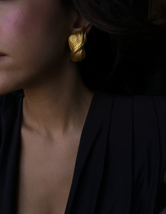 Matte Gold Runway Anne Klein  Earrings|Vintage Baazaar 