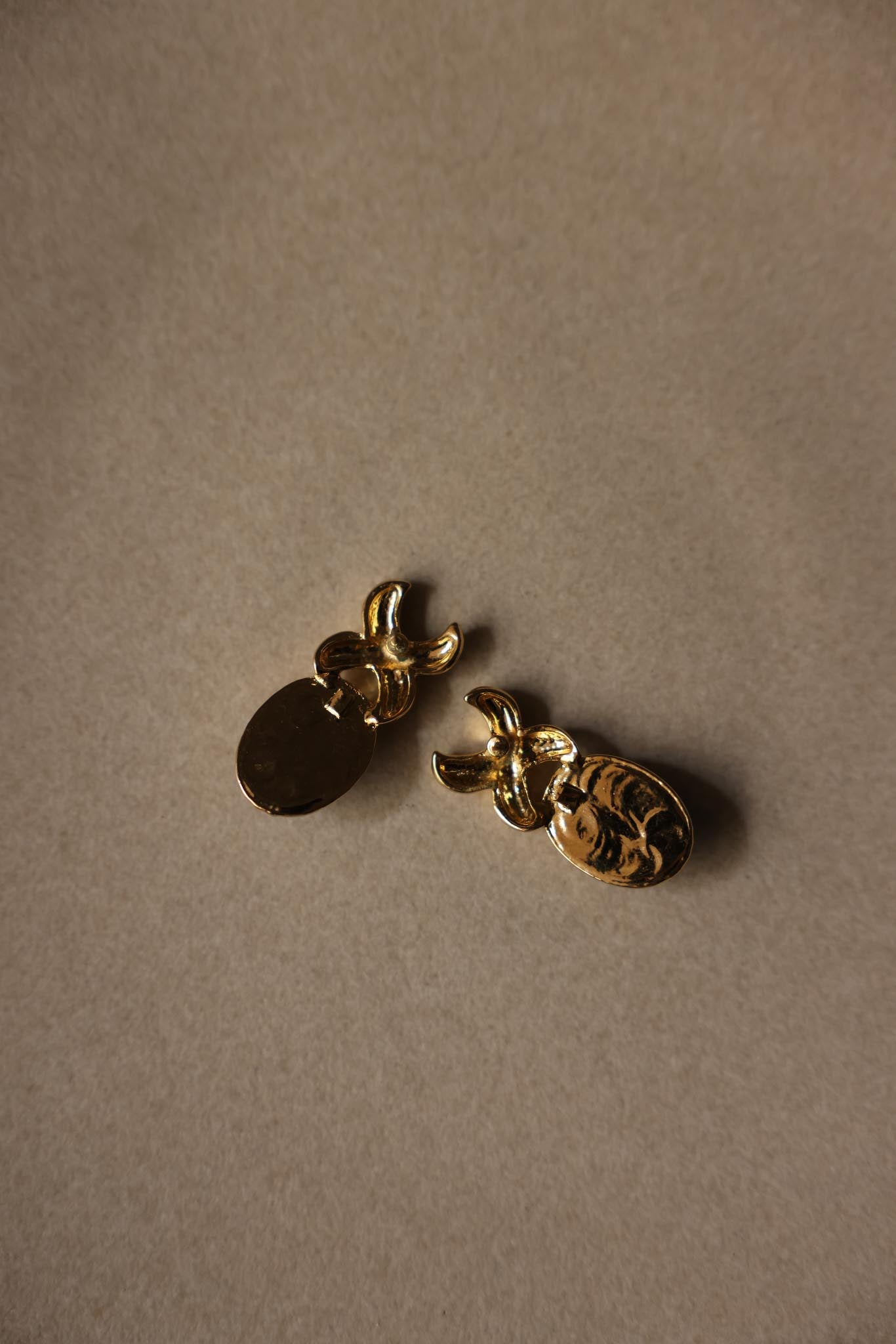 Gold and Blue Oval Drop Earrings|Vintage Baazaar 