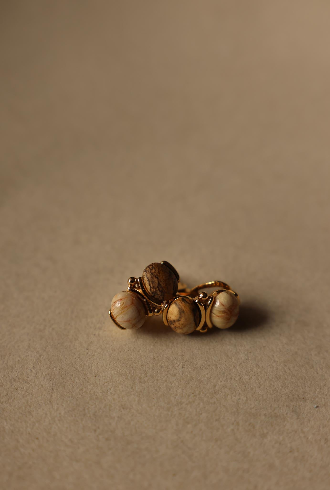 Clip-On Earrings with Natural Stone Accents|Vintage Baazaar 
