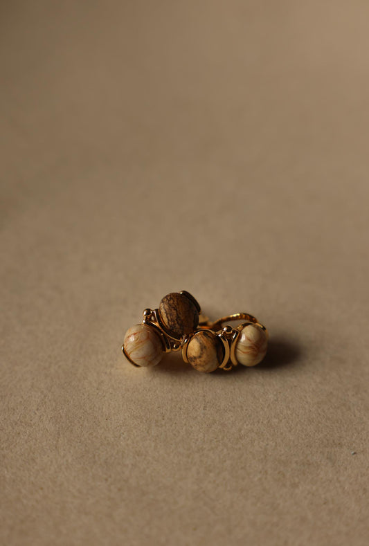 Clip-On Earrings with Natural Stone Accents|Vintage Baazaar 
