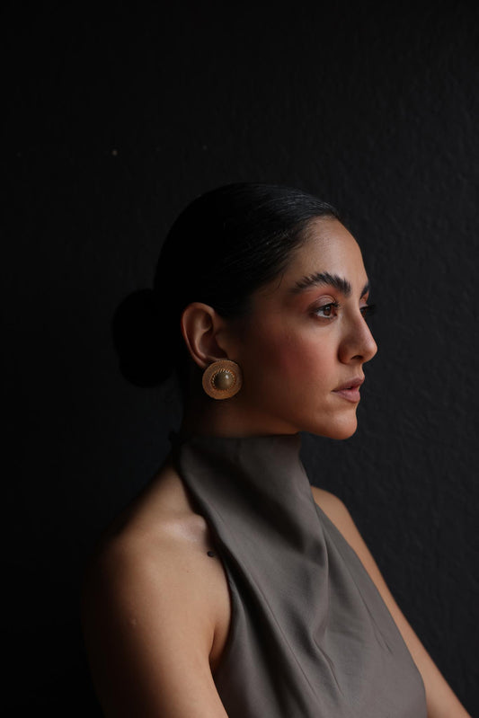 Gay Boyer Gold Mesh Enamel Clip-On Earrings|Vintage Baazaar 