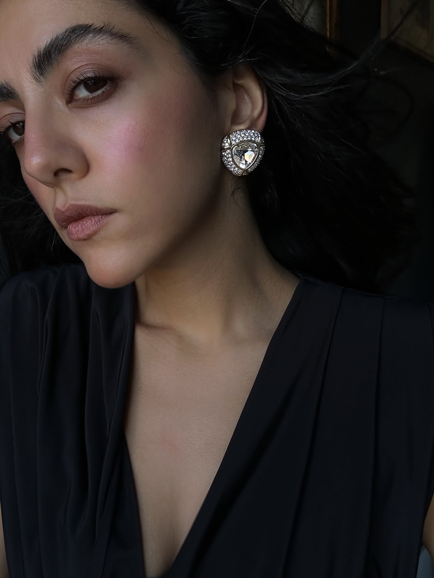 Swarovski Trilliant Crystal Earrings|Vintage Baazaar 