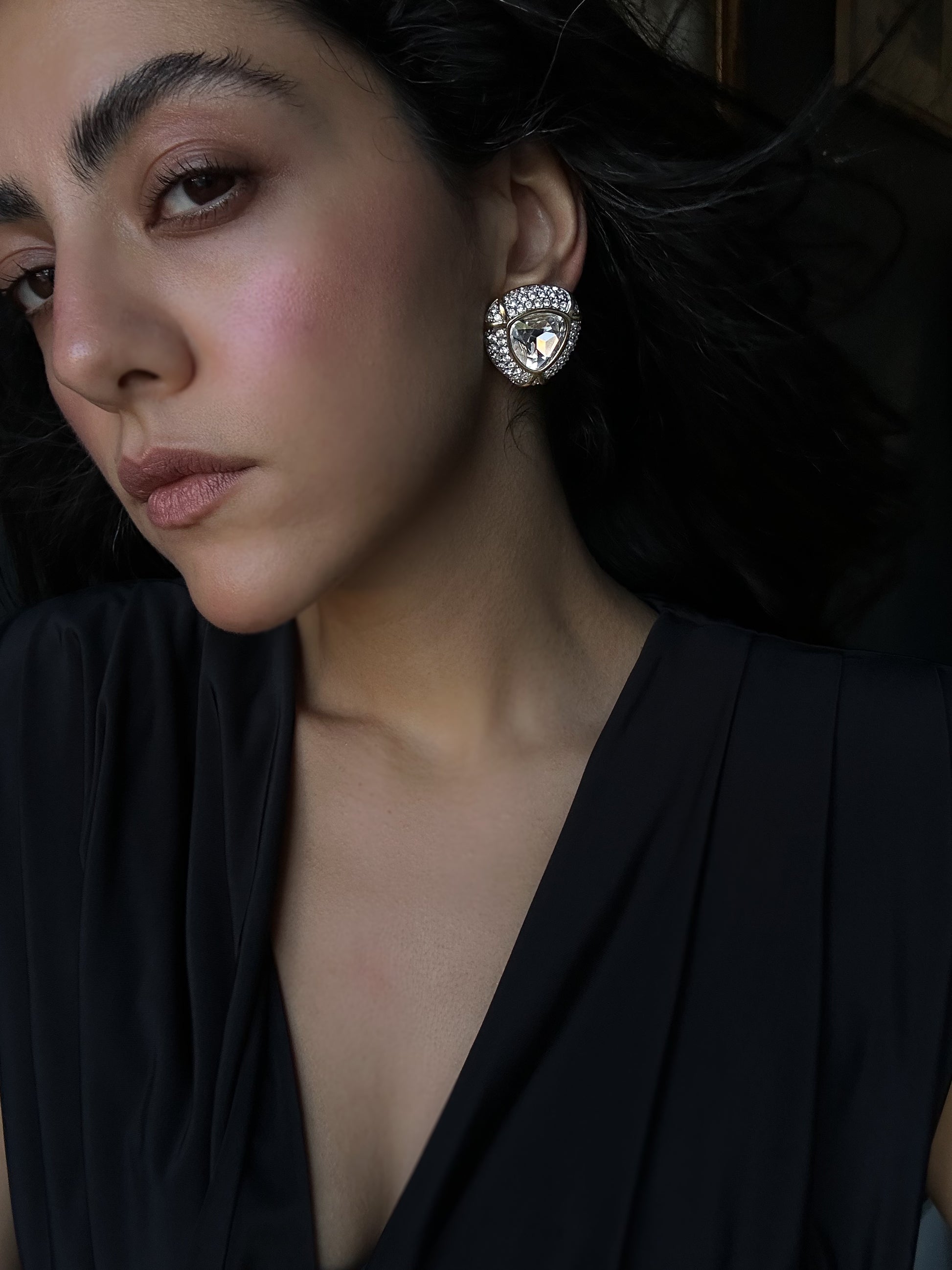 Swarovski Trilliant Crystal Earrings|Vintage Baazaar 