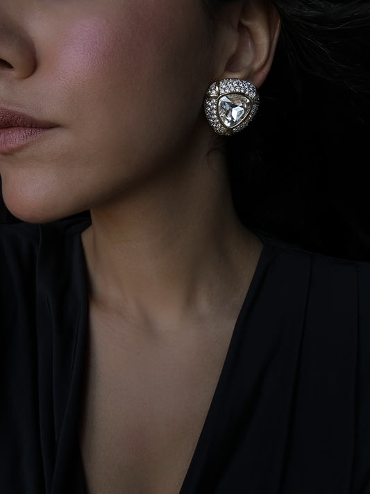 Swarovski Trilliant Crystal Earrings|Vintage Baazaar 