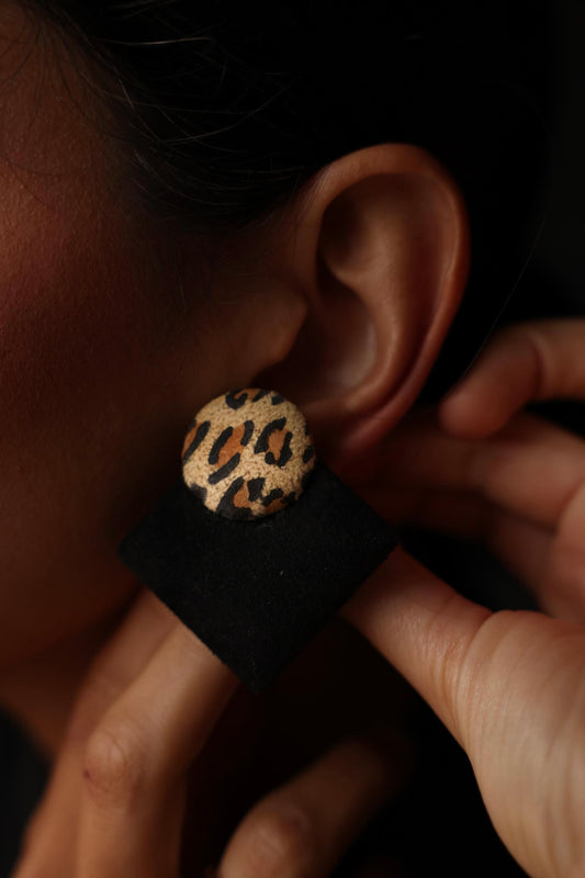 Leopard Italian Suede Earrings|Vintage Baazaar 