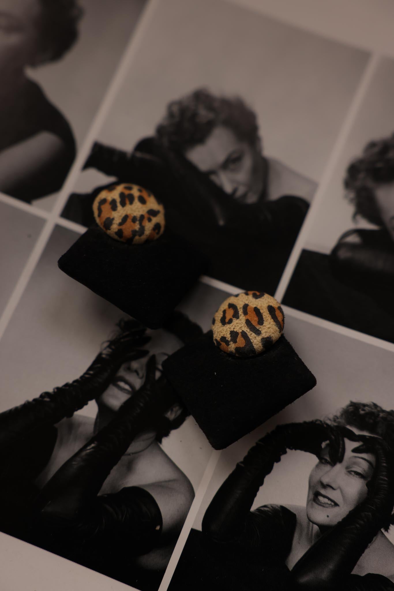Leopard Italian Suede Earrings|Vintage Baazaar 